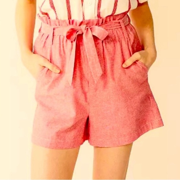 Draper James RSVP Red Linen Blend Paper Bag Shorts Size Small - Picture 1 of 6